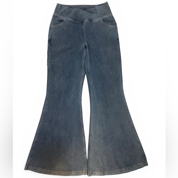 Halara Denim - Halara Blue Flared Denim Pant With Stretch Waistband Petite Large